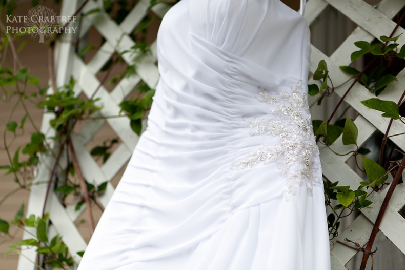 A photo of a wedding dress at a central Maine wedding