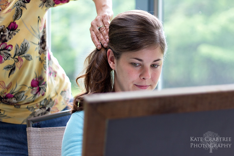 The bride preparing for her big wedding at Val Halla in Cumberland Maine