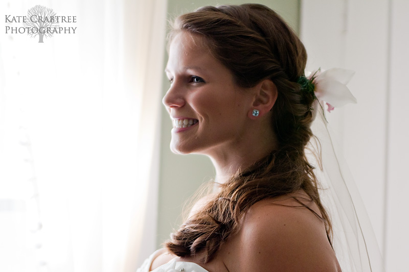 The bride eagerly awaits her Whitehall Inn ceremony in Camden Maine