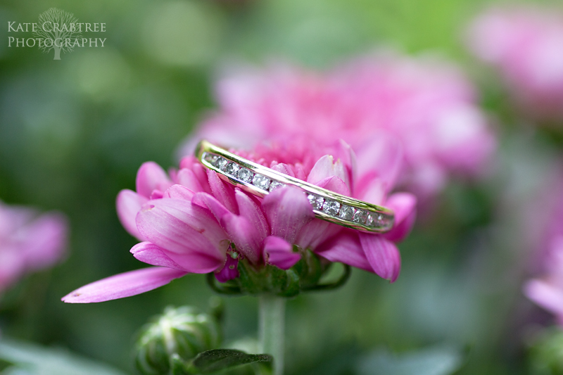 A detail shot of the bride's wedding ring in Central Maine