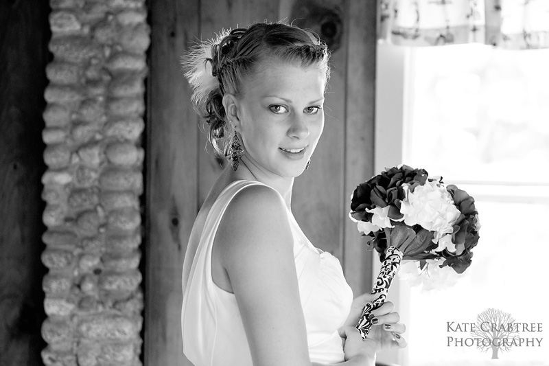 The bride as she awaits her ceremony at the Lakeview Golf Course in Central Maine