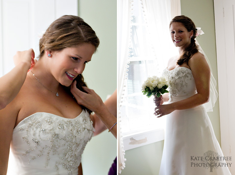 The bride eagerly awaits her Whitehall Inn ceremony in Camden Maine