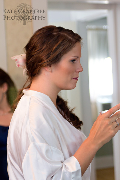 The bride tries to relax before her wedding and ceremony at the Whitehall Inn