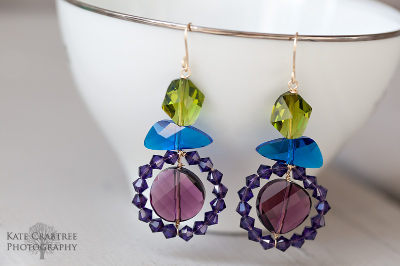 Bangor Maine commercial photographer took this photo of these gorgeous earrings by Reflection Jewelry