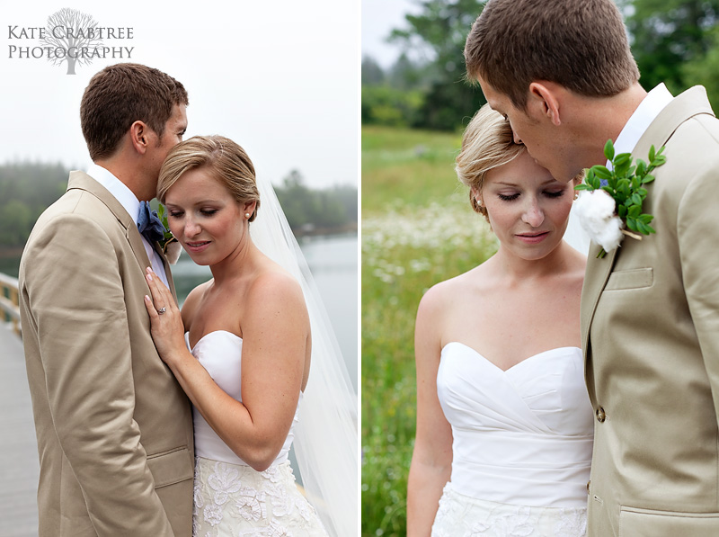 Maine wedding photographer Kate Crabtree shows portraits of the newly married bride and groom.