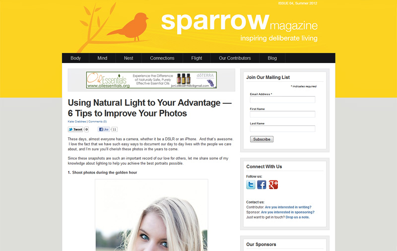 Maine portrait photographer Kate Crabtree is featured in Sparrow Magazine