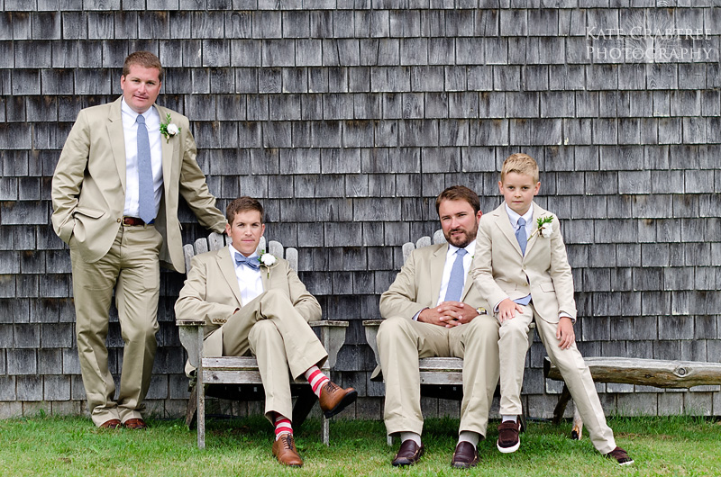 The groomsmen relax before a North Haven Maine wedding
