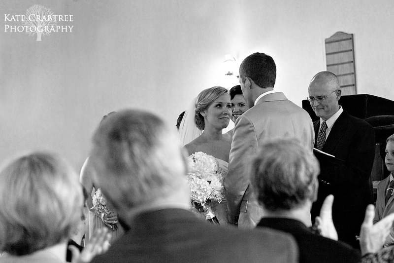 The bride and groom during their wedding ceremony in North Haven Maine