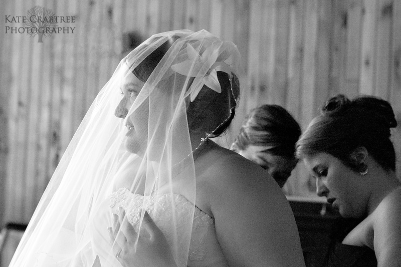 The bride waits for her wedding ceremony in western maine