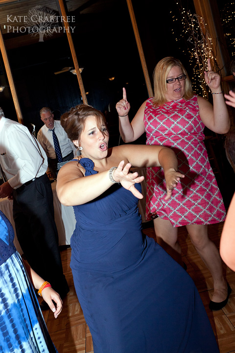 The maid of honor dances at a western maine wedding reception at sunday river
