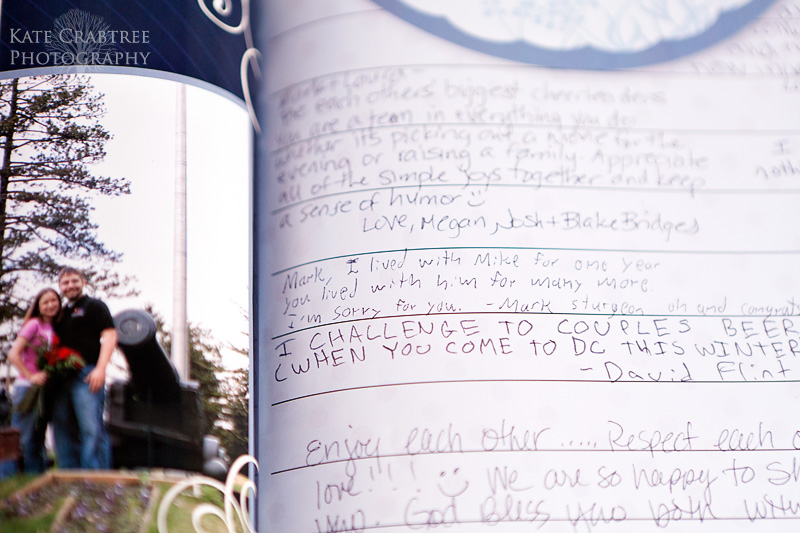 Funny guestbook comments written at Laura and Mark's wedding at the lucerne inn in maine