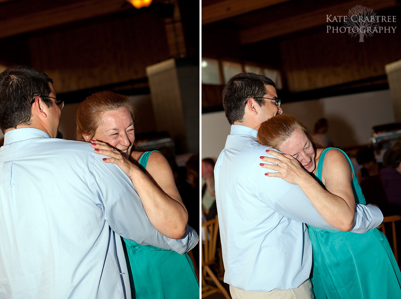 The groom dances with the mother of the bride in this western maine wedding photo