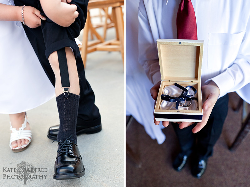 The ringbearer holds the rings at a newry maine wedding