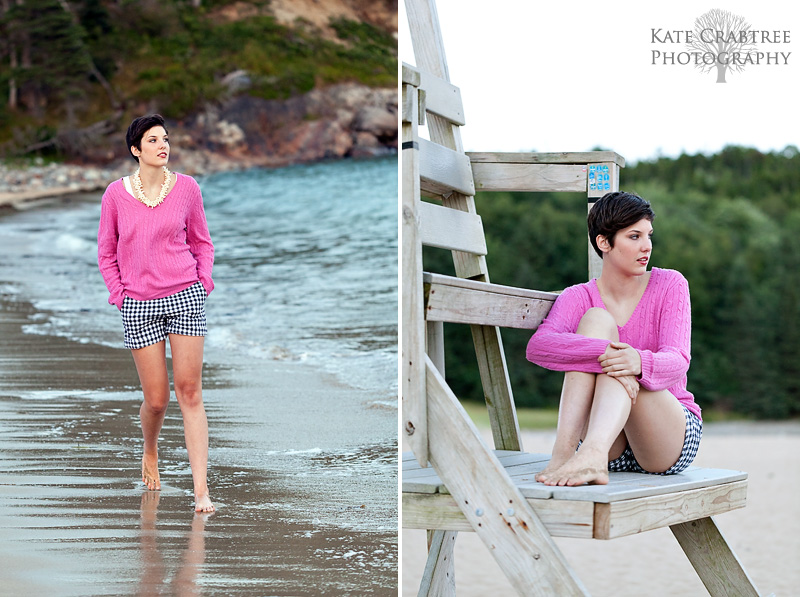 Maine portrait photographer Kate Crabtree captures this photo of Rebecca on Sand Beach