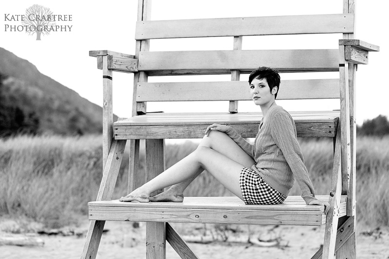 Maine portrait photographer Kate Crabtree captures this portrait of Rebecca on the Beach in Acadia National Park