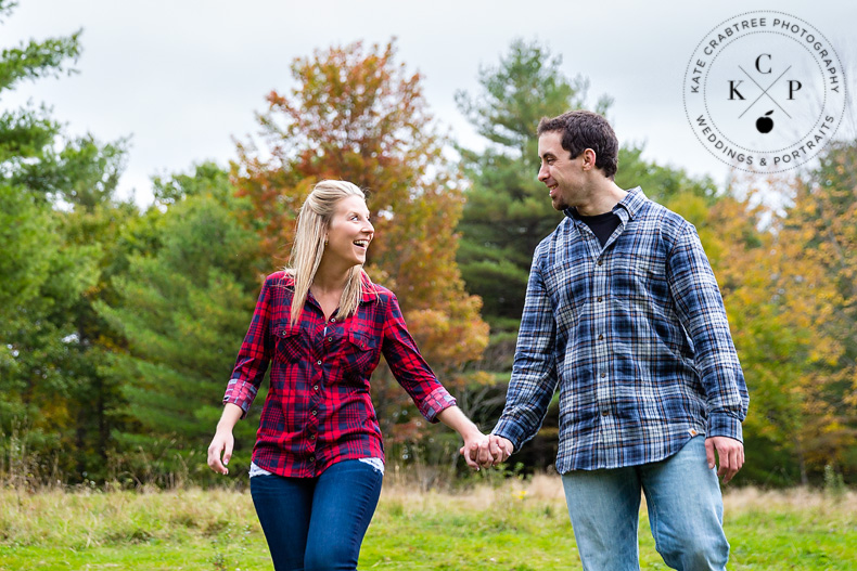 An engagement portrait session in Mt. Vernon, Maine by Kate Crabtree Photography.