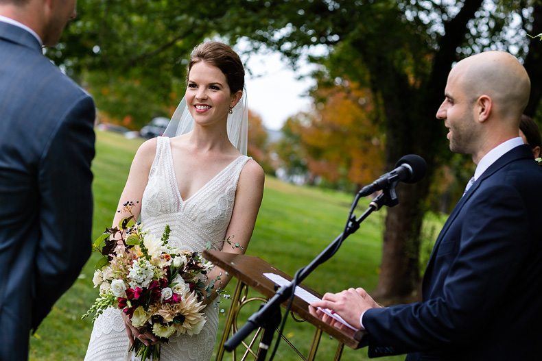 Wedding ceremony photos at Pineland Farms