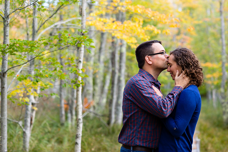 Engagement portraits on the Jesup Path in Acadia National Park