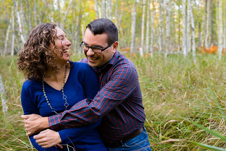 Engagement portraits on the Jesup Path in Acadia National Park