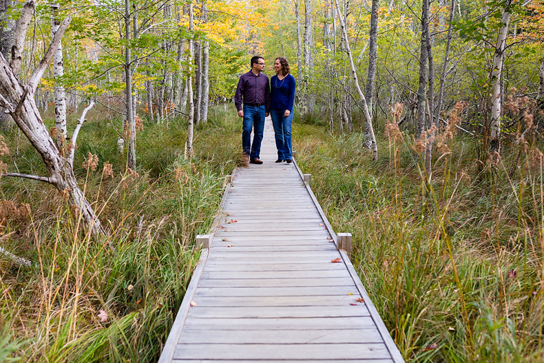 Engagement portraits on the Jesup Path in Acadia National Park