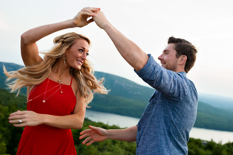 Sunset engagment portraits on Cadillac Mountain in Acadia