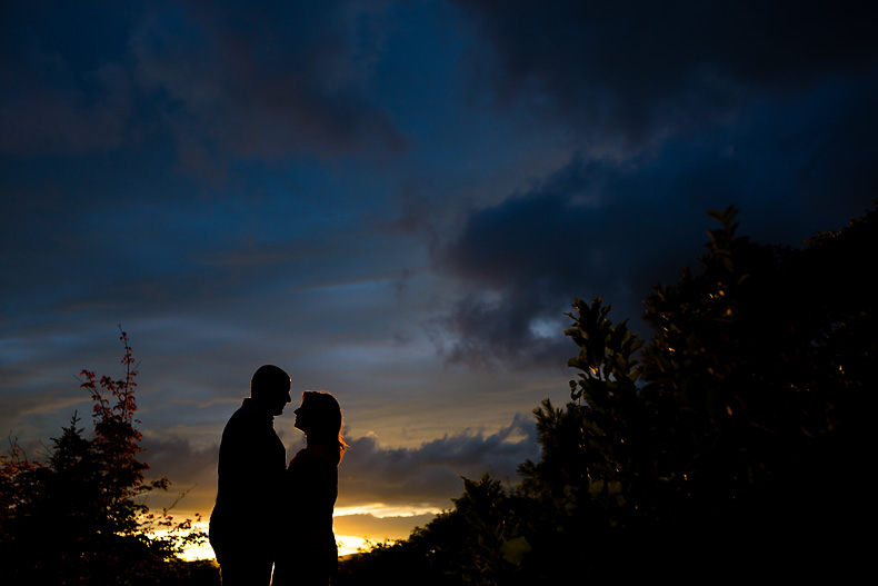 Sunset engagement portrait on Mount Battie in Camden Maine