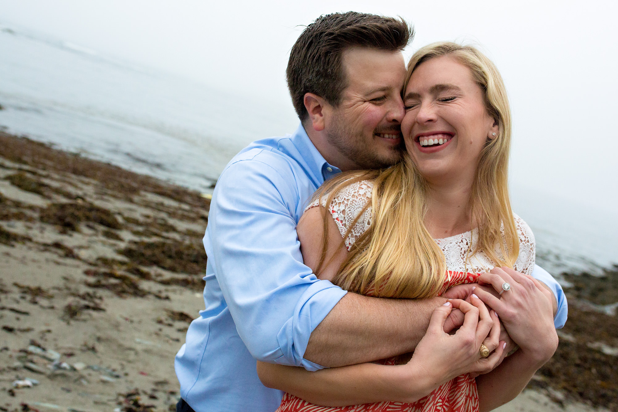 Candid engagement portraits in Maine