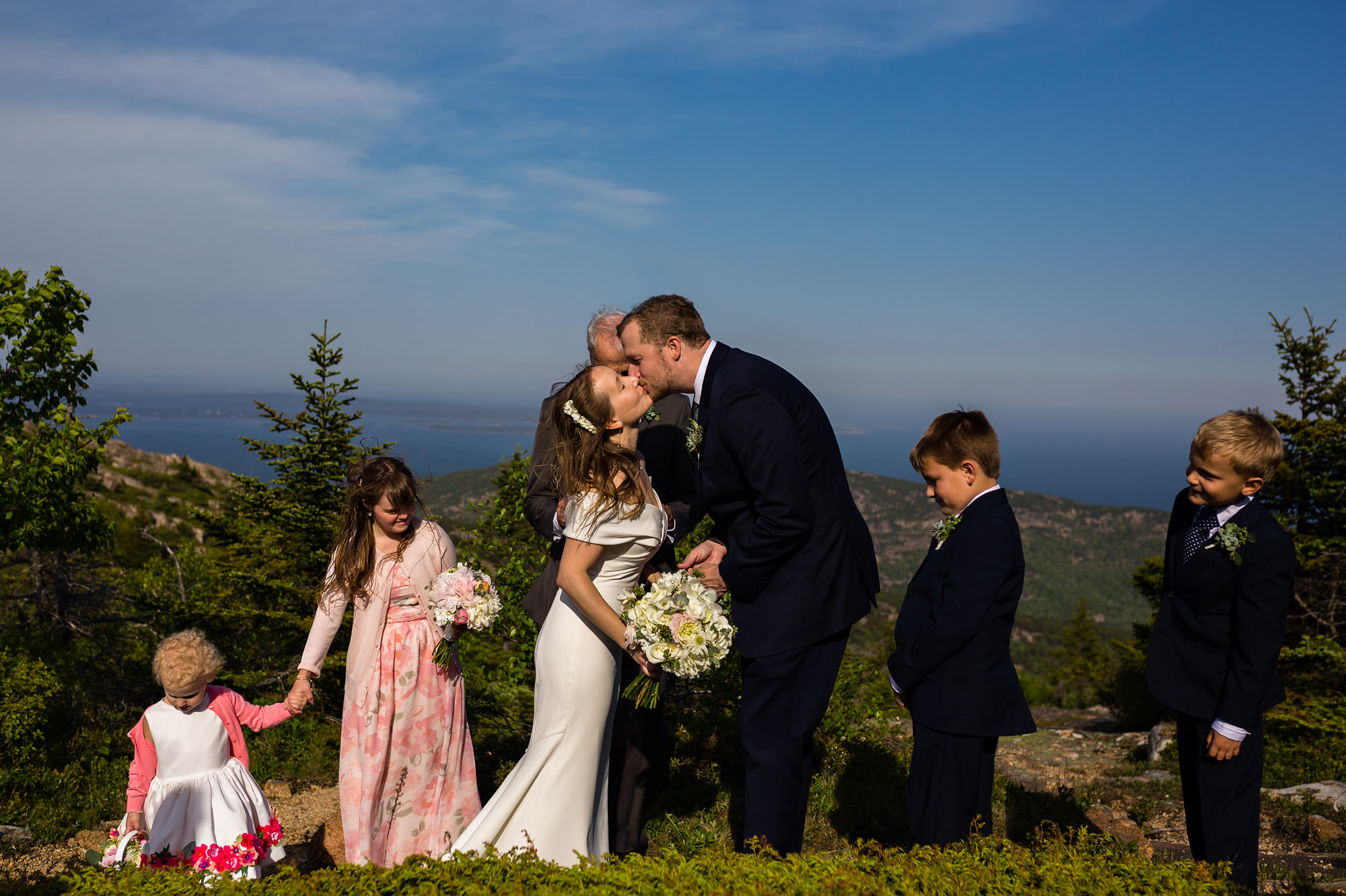 Wedding ceremony on Cadillac Mountain in Acadia