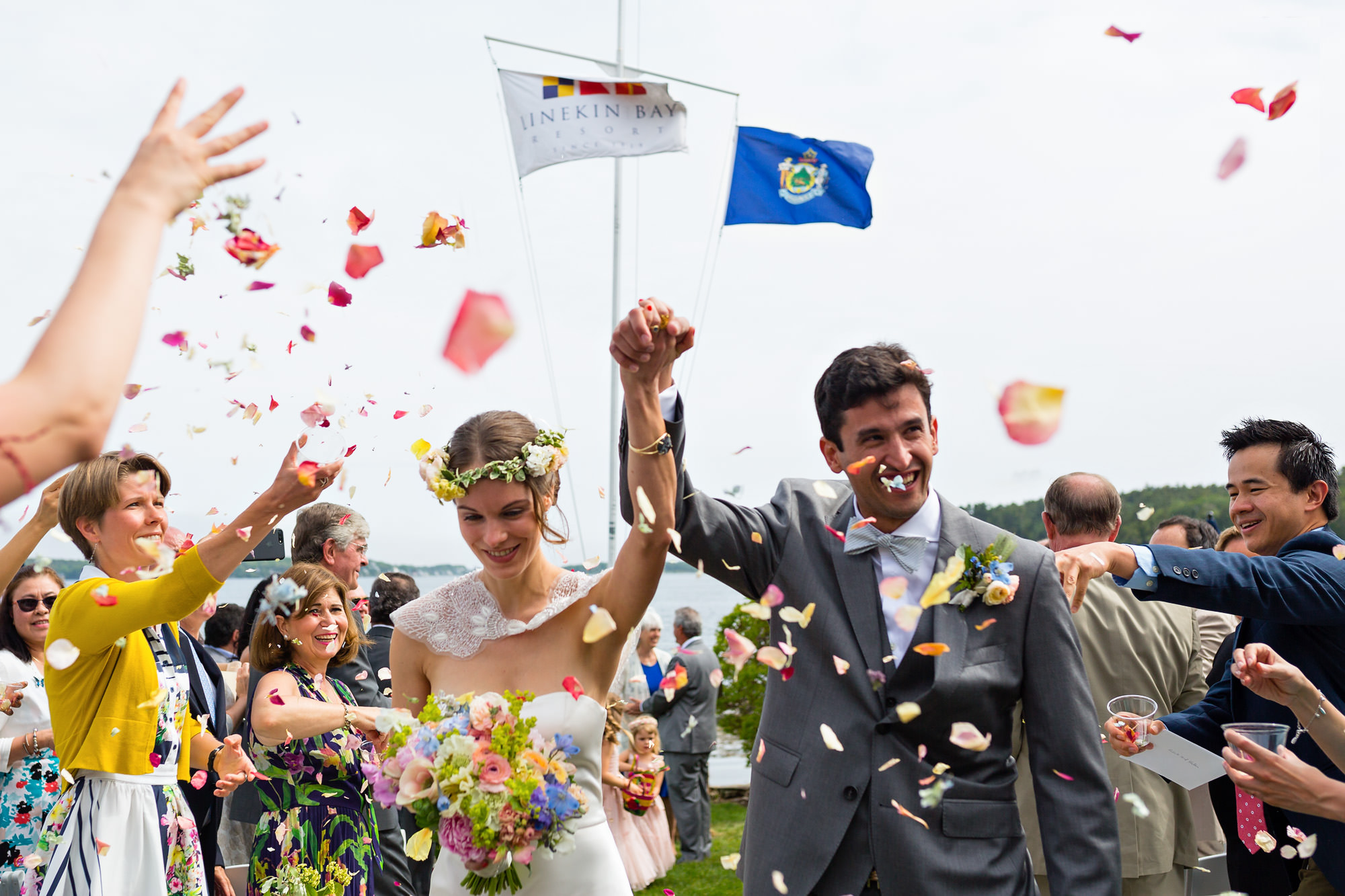 Beautiful wedding ceremony at Linekin Bay Resort