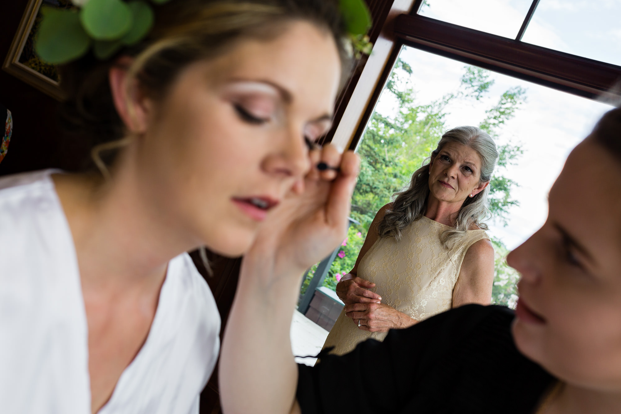 Wedding makeup being applied at Point Lokout