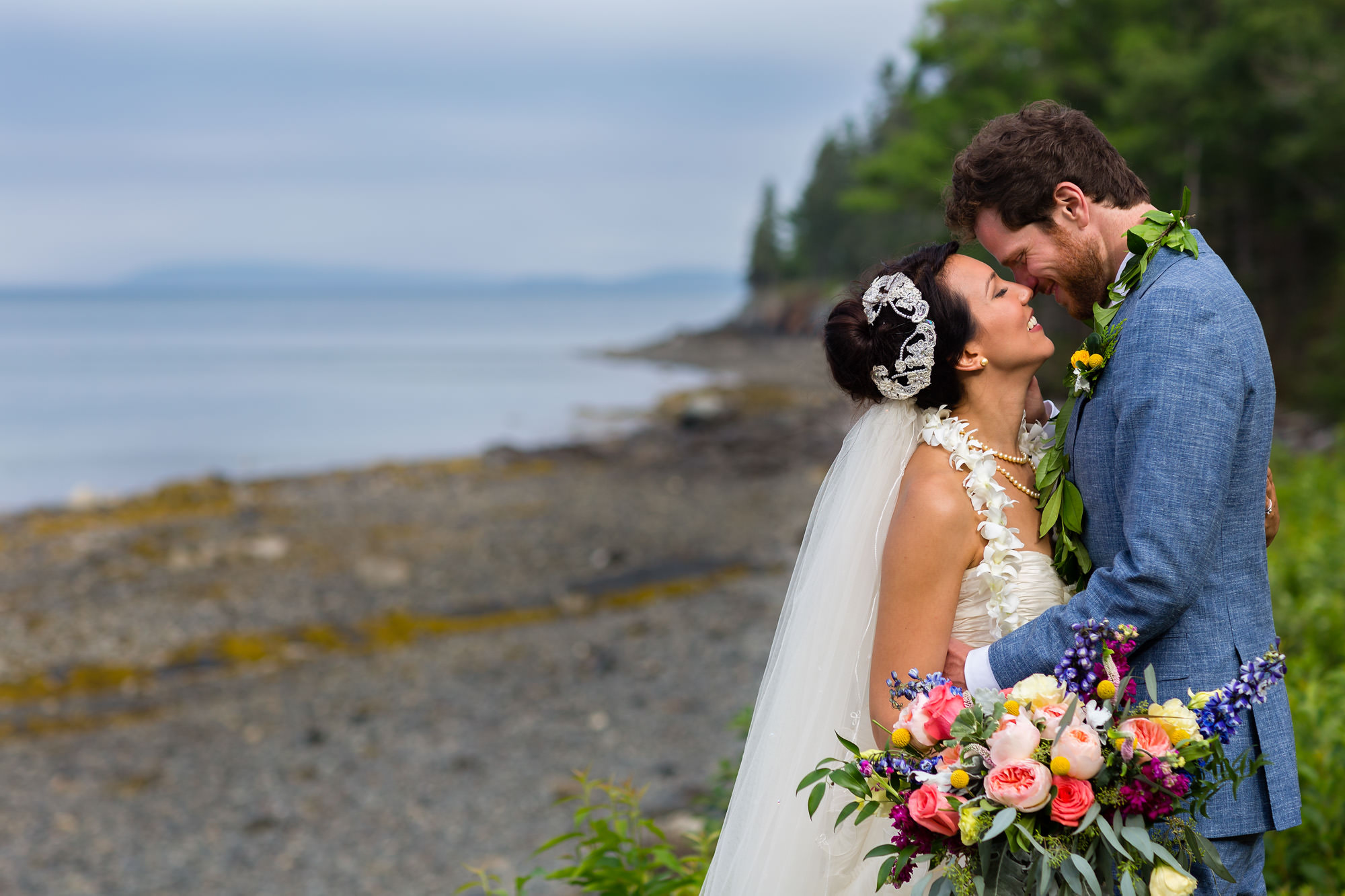 Wedding portraits at the Pot and Kettle Club in Bar Harbor Maine