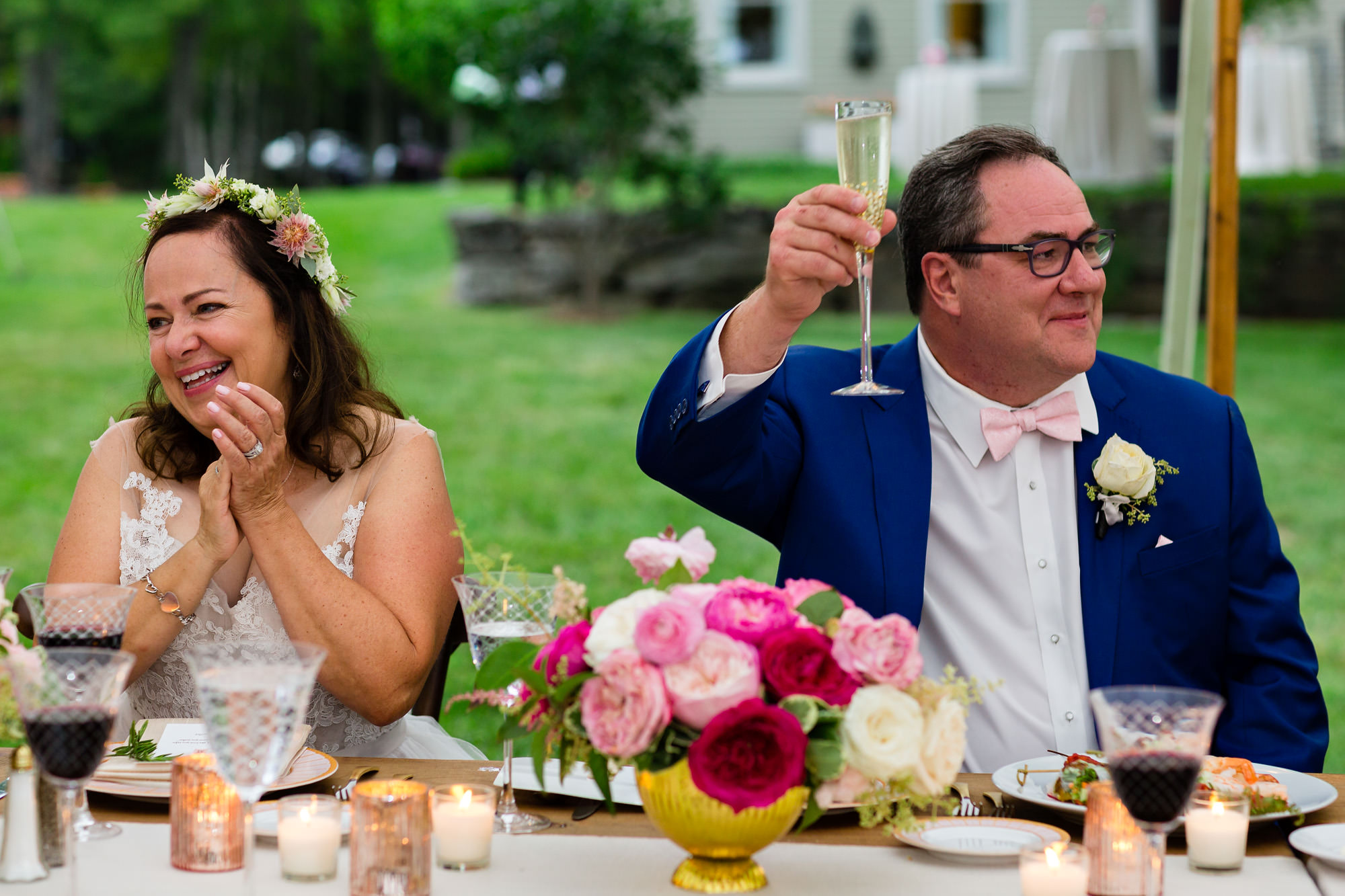 Emotional toasts were shared during Lynn and Mike's wedding