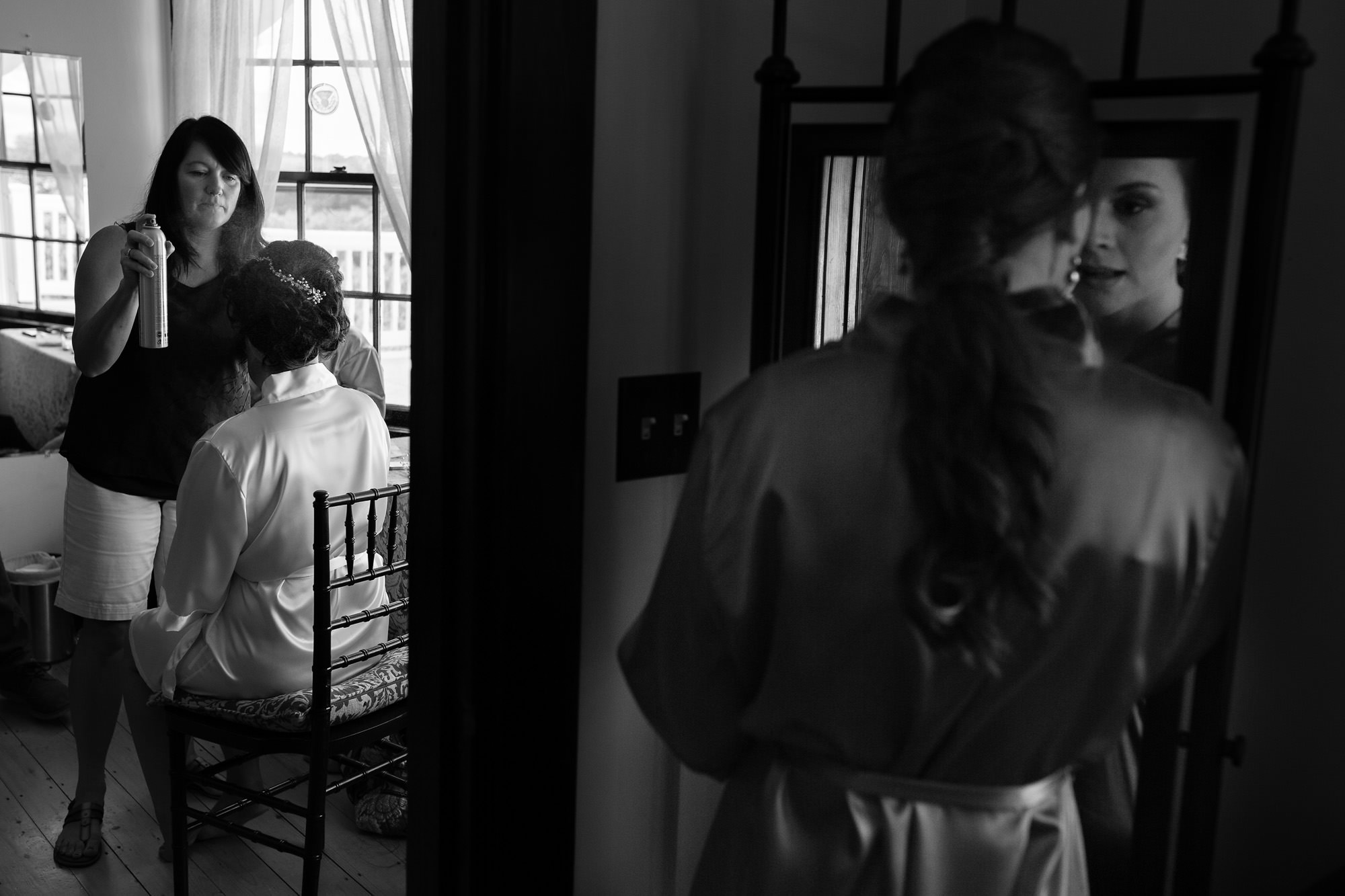 A bride prepares for her French's Point wedding in Maine