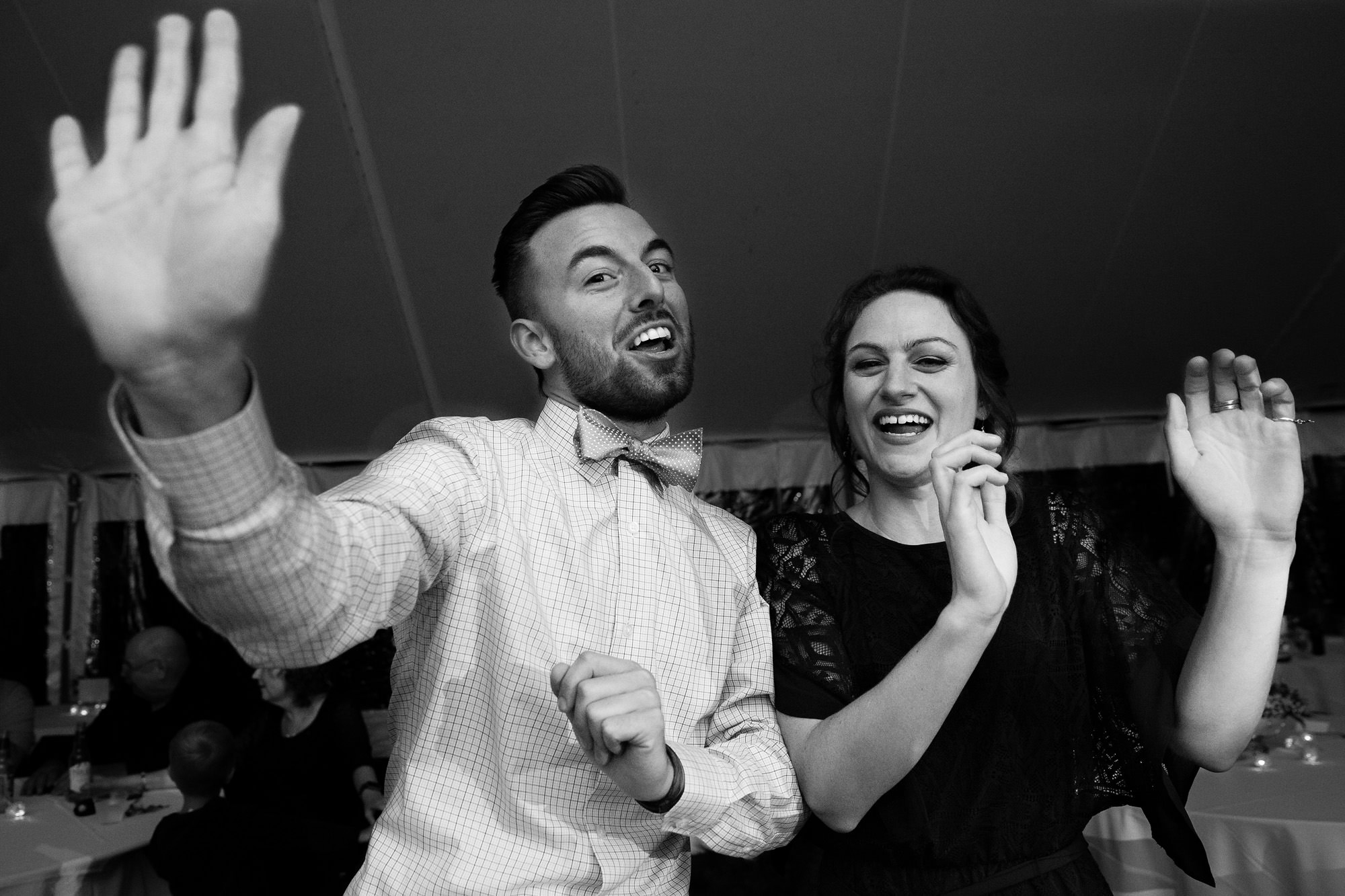 A documentary photo of an epic wedding dance floor in Maine