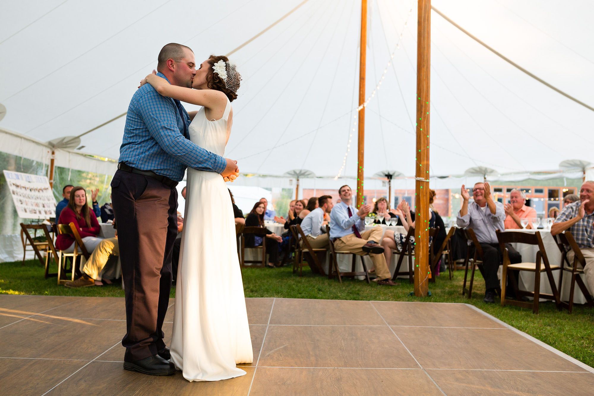 A beautiful first dance at a tented wedding in Maine