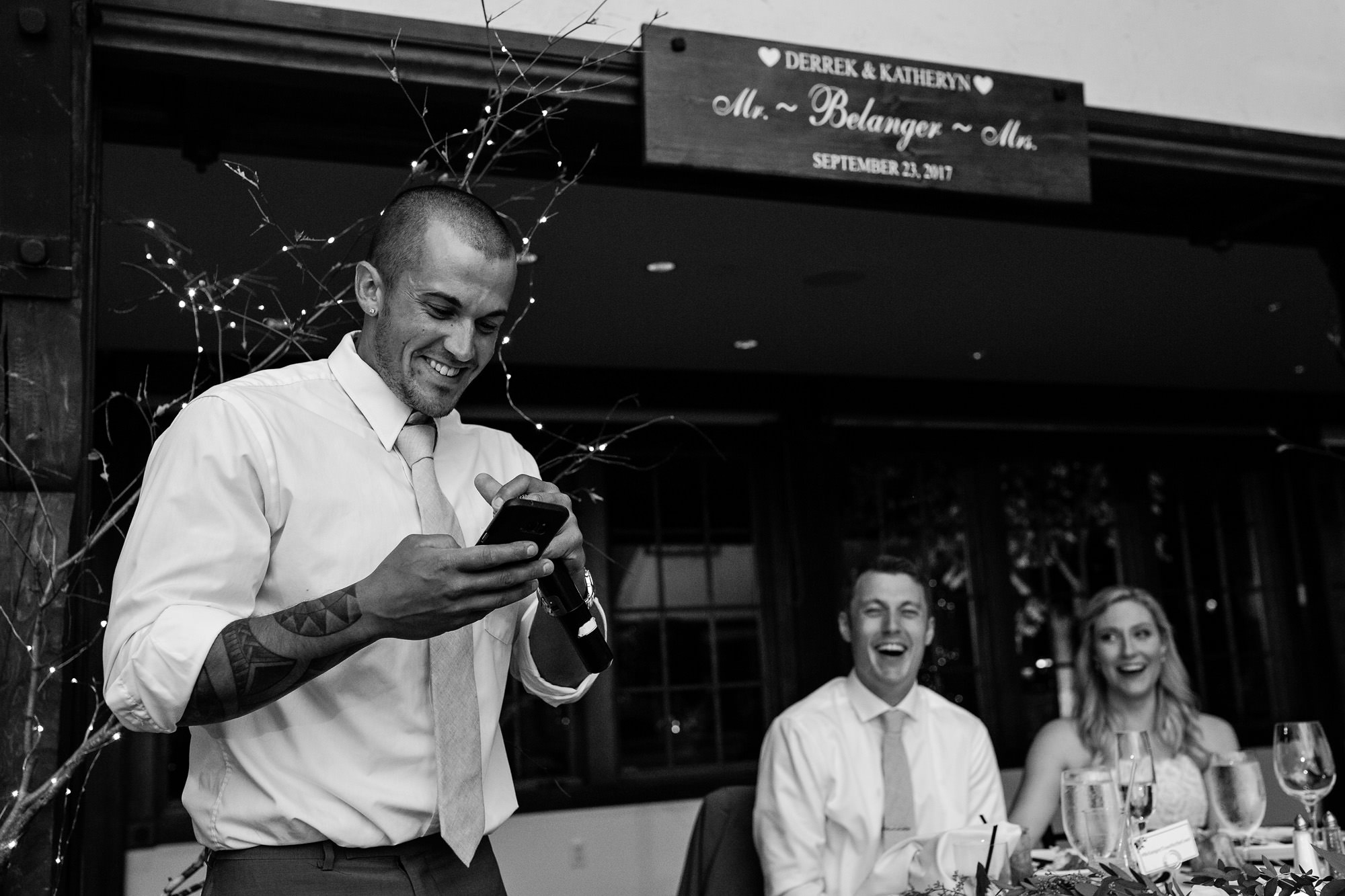 The best man gave an emotional toast at a Bar Harbor Club wedding