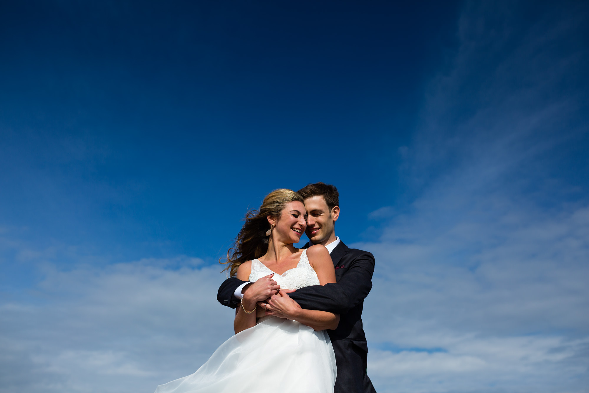 Landscape wedding portrait on Cadillac Mountain in Acadia National Park