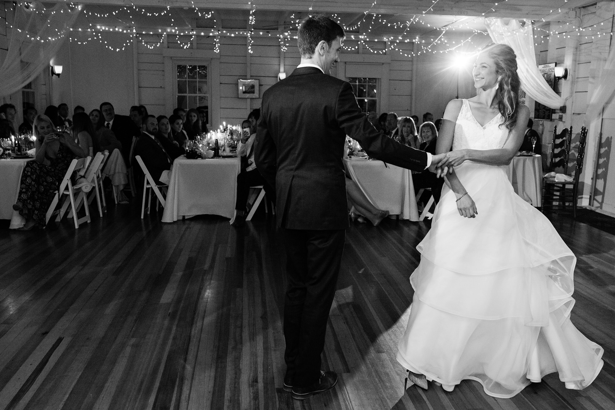The happy couple shares their first dance at their Mount Desert Island wedding