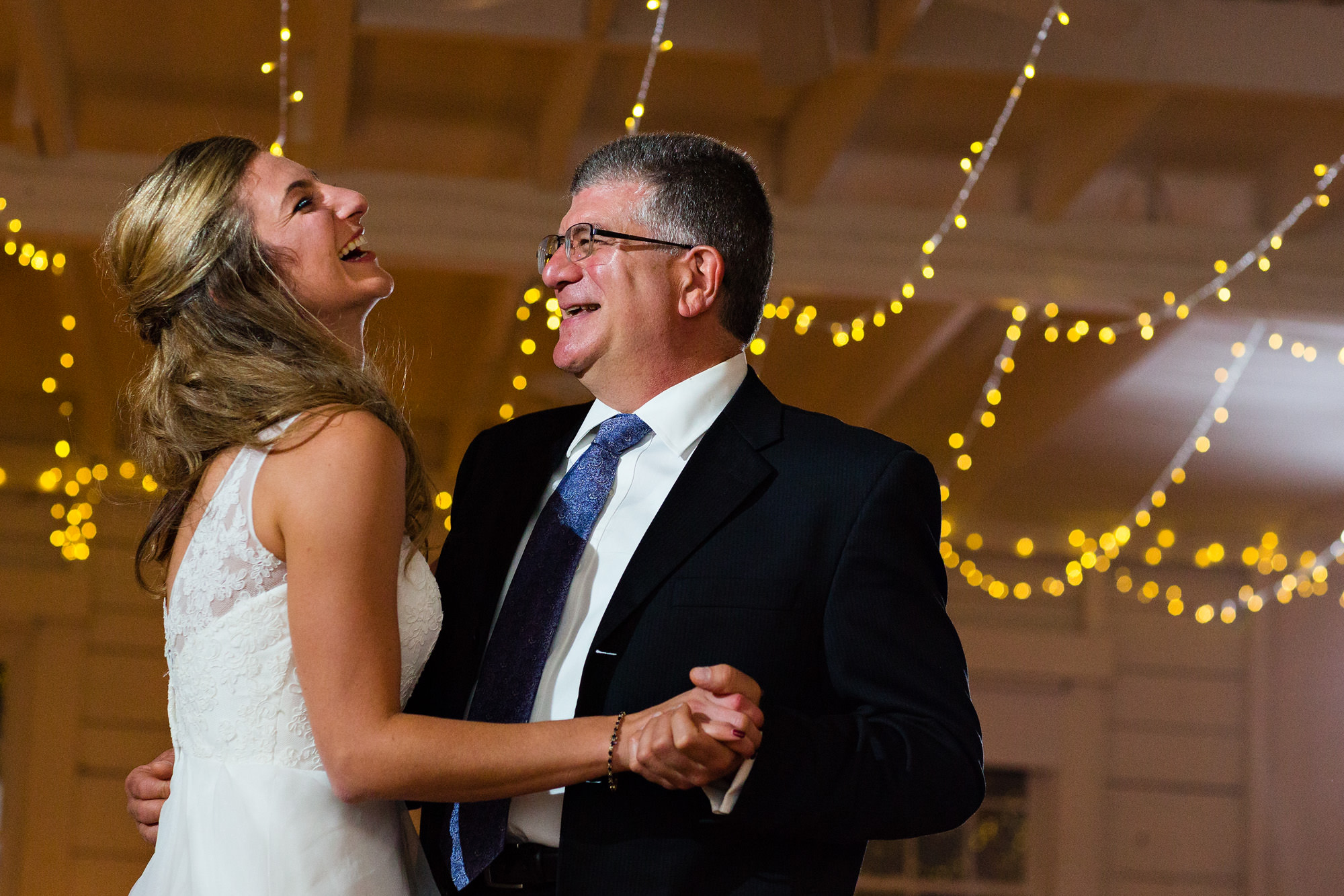 The bride and her father shares their first dance at their Causeway Club wedding