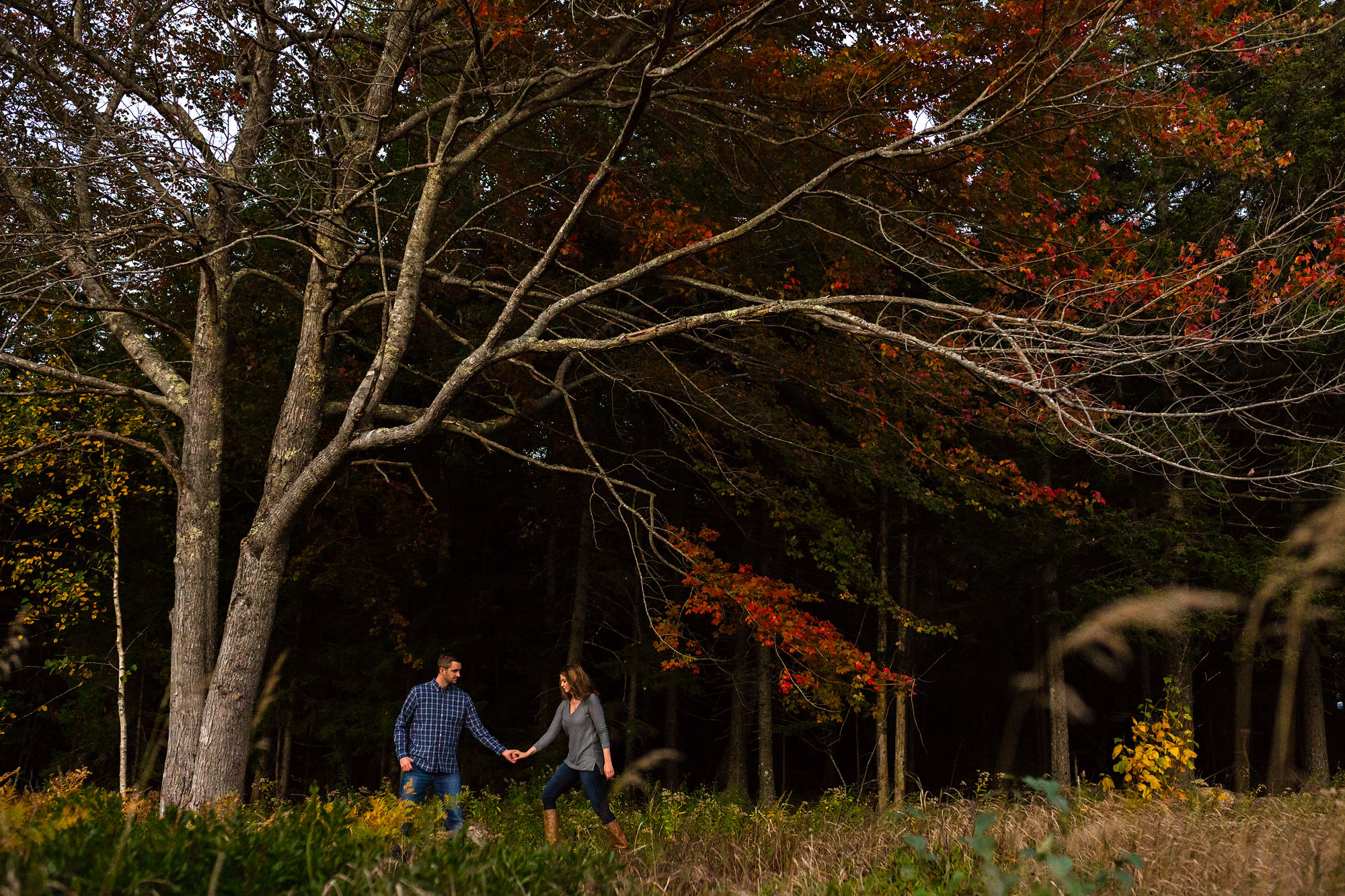 Jaimie and Cory wander around Jordan Pond in Acadia for their engagement session