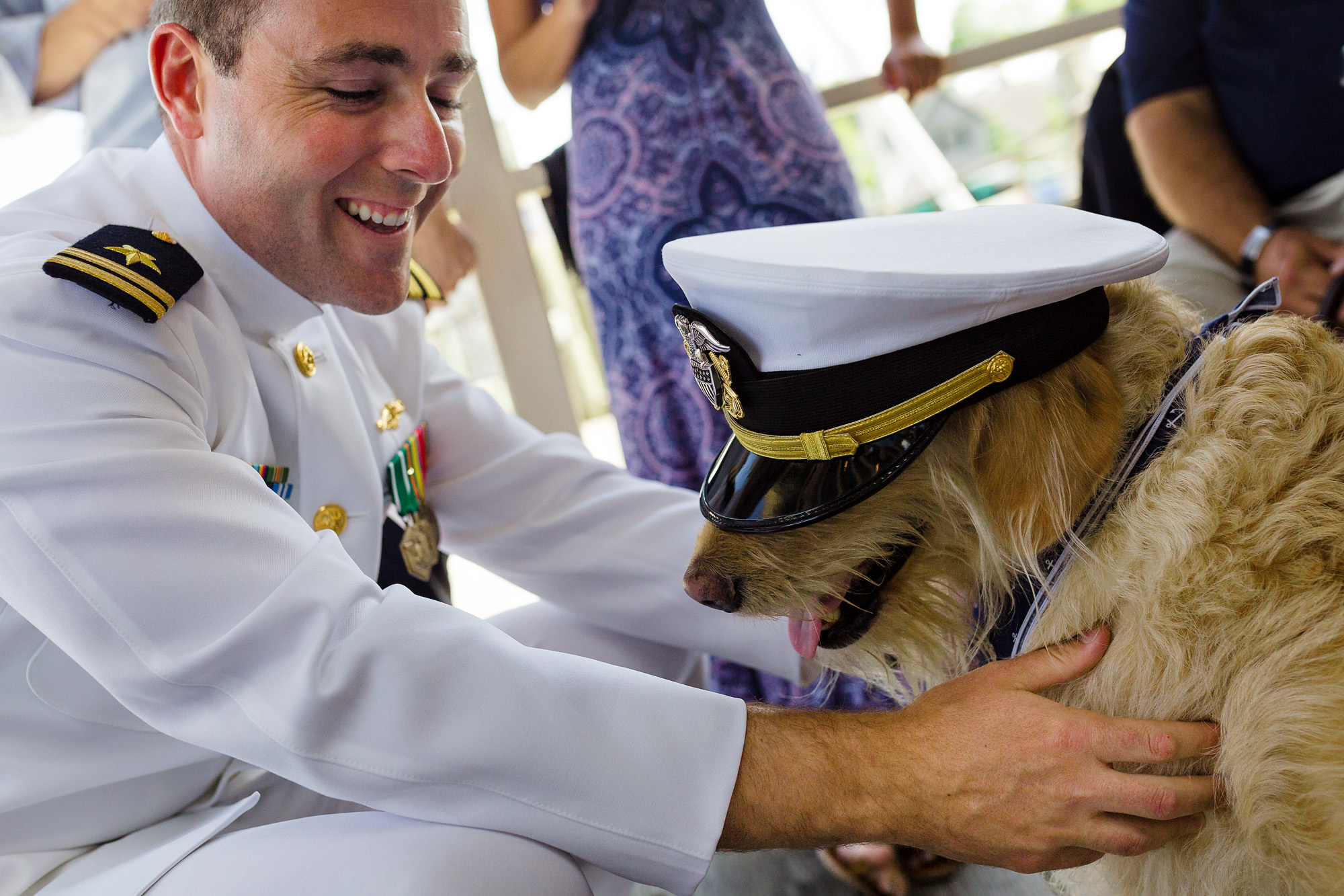 A groom with his dog in Camden, Maine