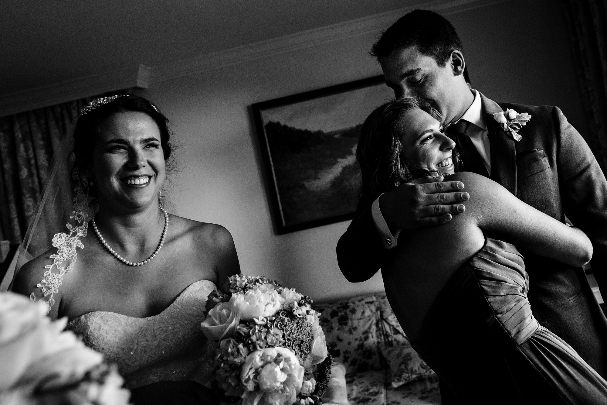 Happy moments after a Maine wedding.