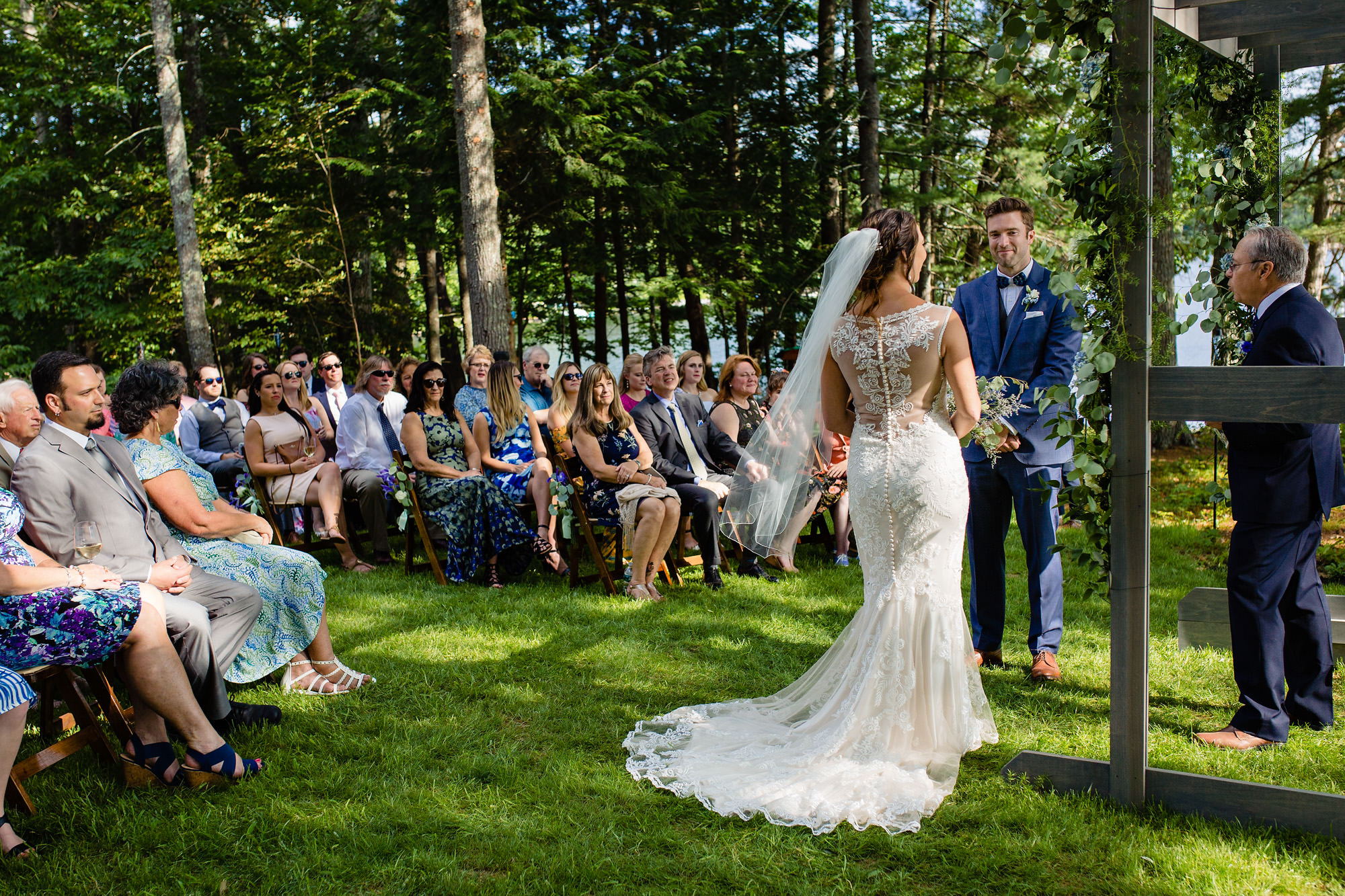 A beautiful lakeside wedding ceremony in Manchester Maine