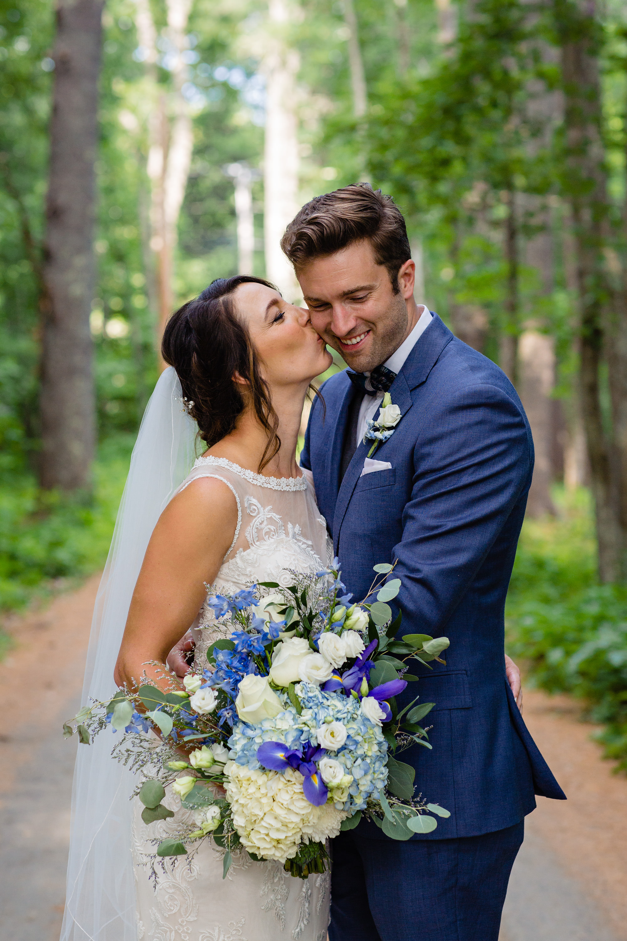 Beautiful bride and groom portraits on their private property in Maine.