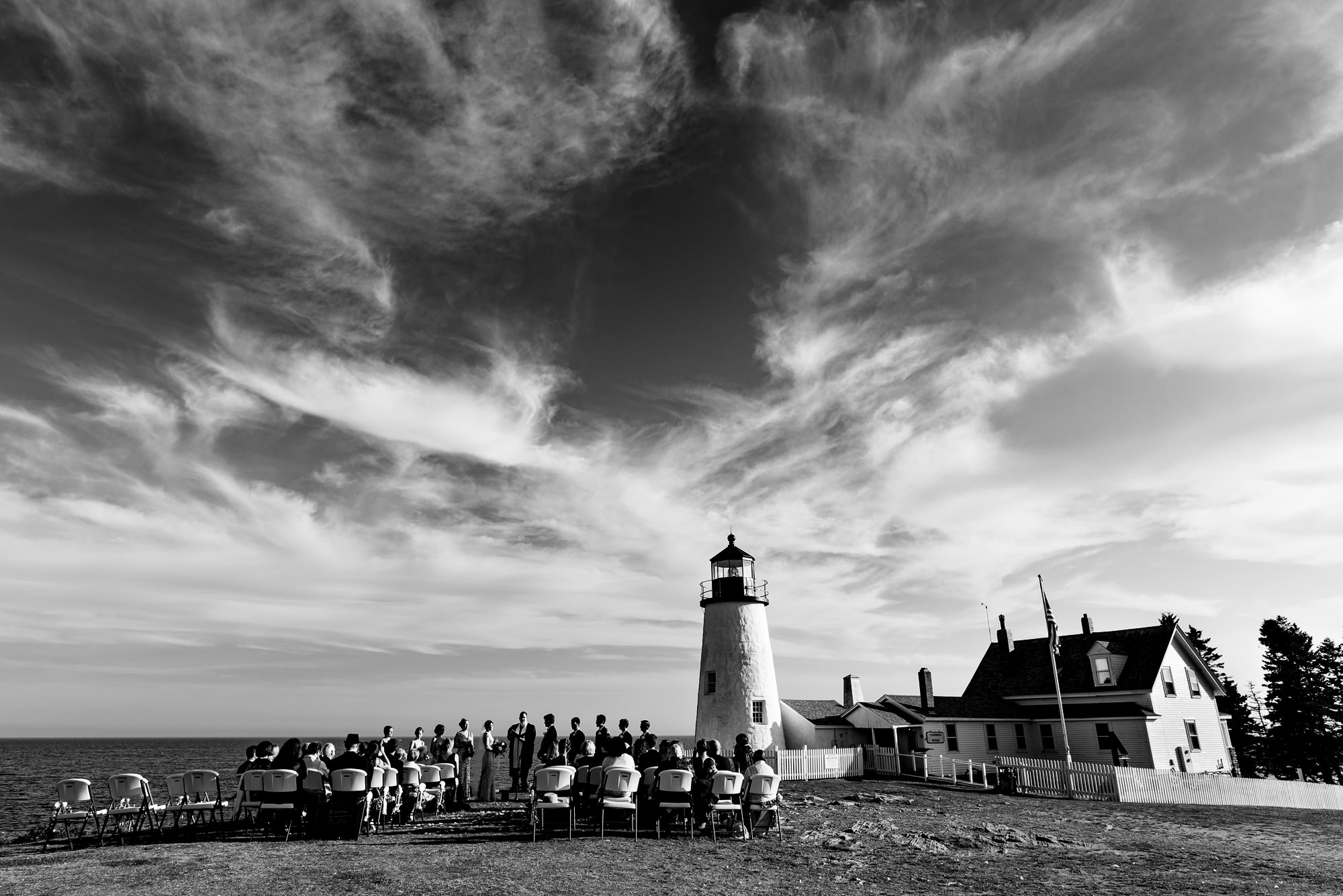 A wedding ceremony at Pemaquid Point Lighthouse
