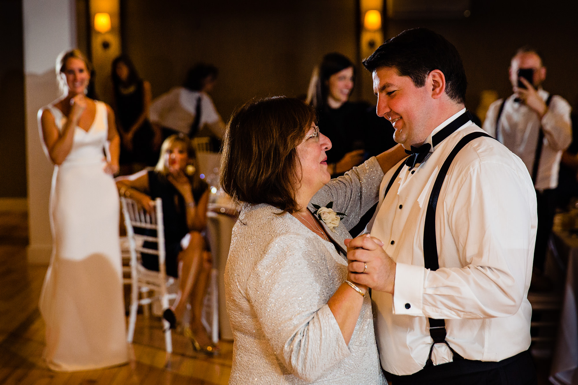 A mother son dance at a Southport Maine wedding
