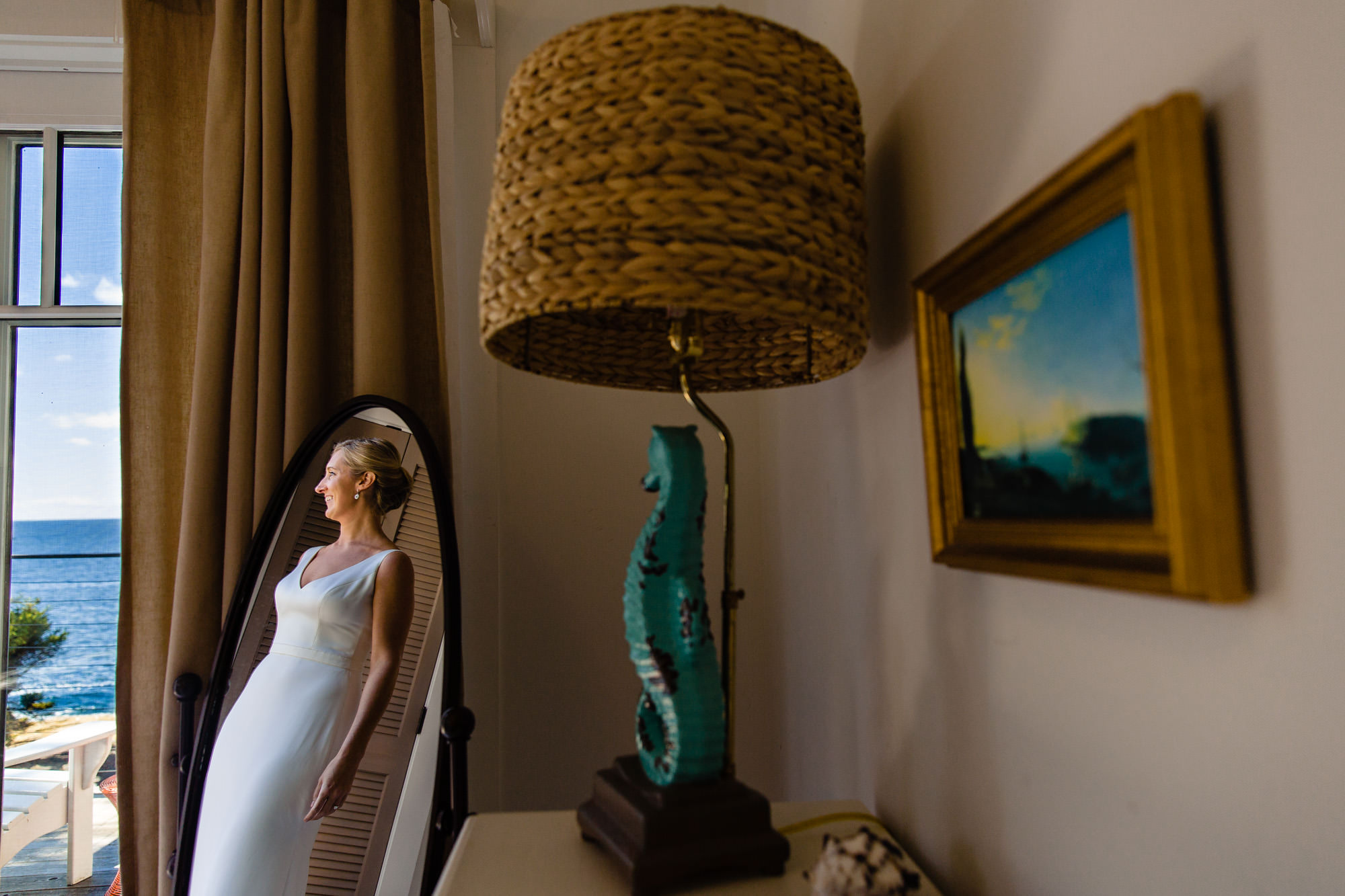 A bridal portrait at Newagen Seaside Inn in Southport Maine