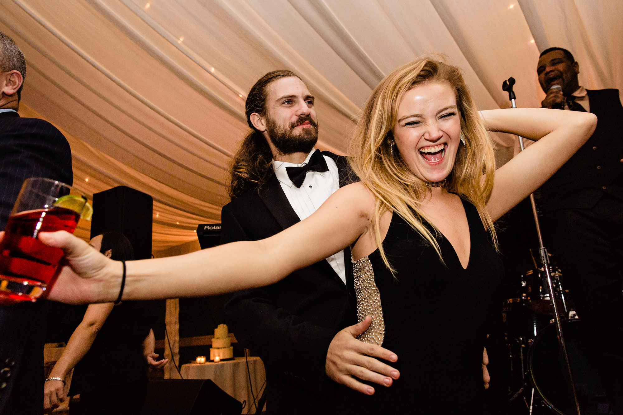 Candid photos of a wedding reception at a private residence in Blue Hill, Maine