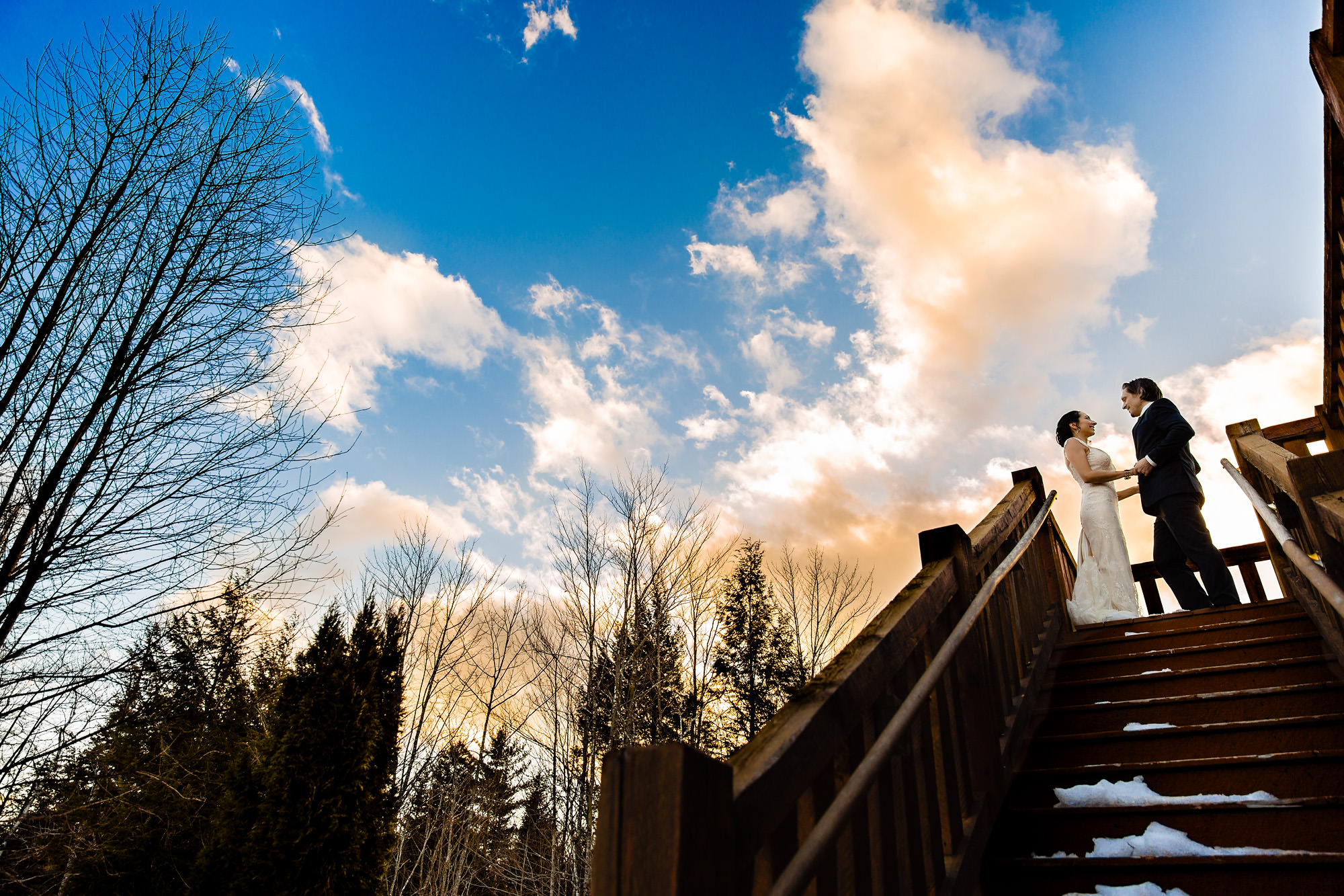 A wedding portrait taken during a winter wedding in Western Maine