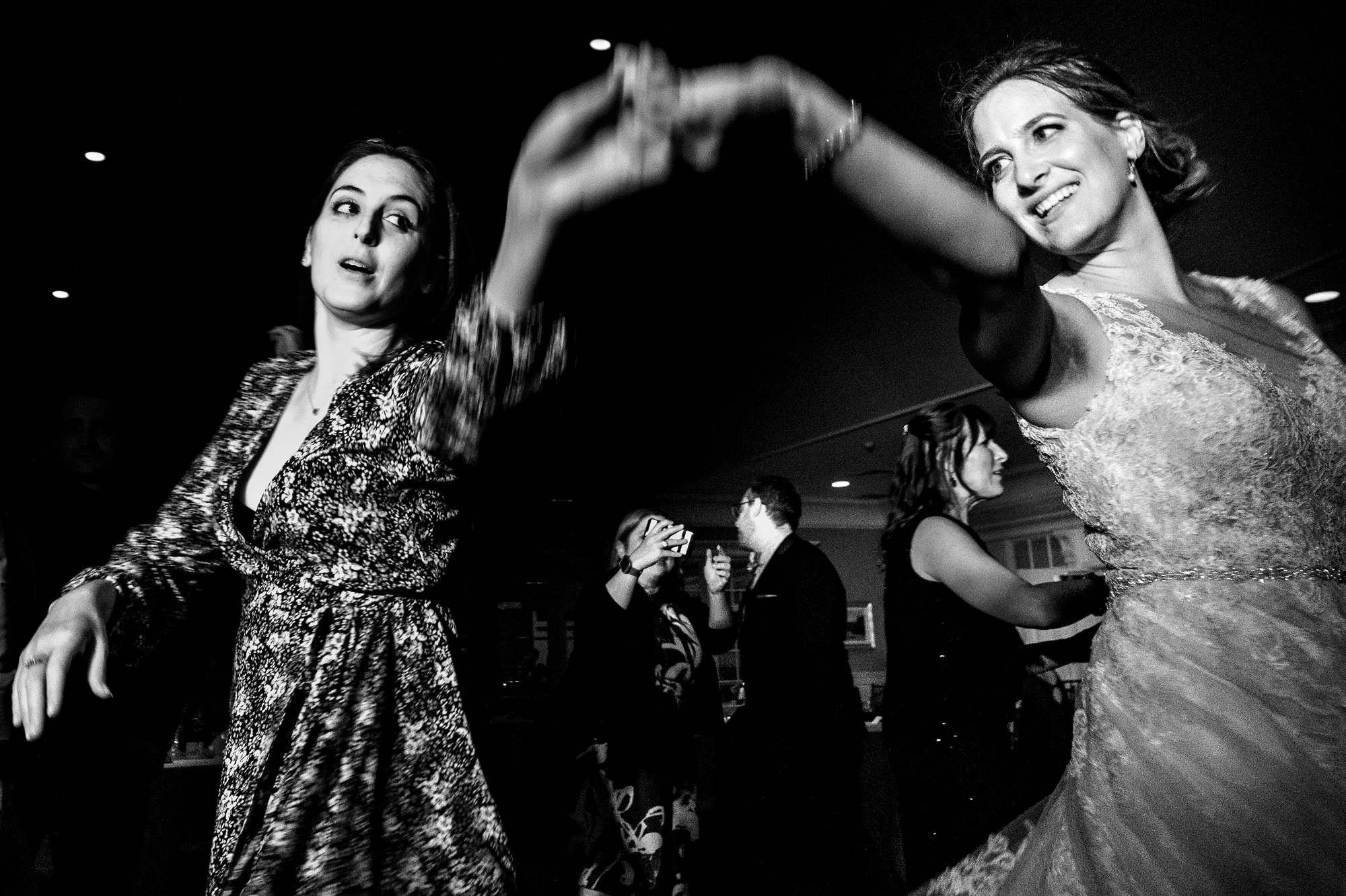 Guests dance at a midcoast Maine wedding at Point Lookout